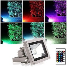 10W RGB LED 투광 조명 야외 16 색 변경 RGB 투광 조명 및 원격 제어 따뜻한 화이트 튜닝 IP65 방수 4 모드 Airmount 무대 조명 US 3 플러그, 본상품