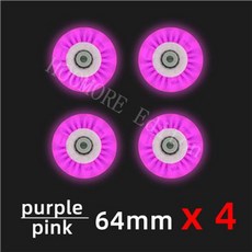 LED 플래시 휠 80mm 76mm 72mm 70mm 68mm 64mm 인라인 스케이트 90A 성인용 어린이 SEBA RB 롤러, 24 4 64mm Purple Pink