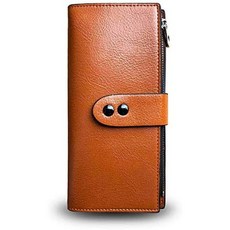 AOXEN 여성 슬림 Bifold 가죽 Rfid 지갑 for 여성용 카드 Coin Zip 폰 Purse Compact 슬림 롱 long PROD15