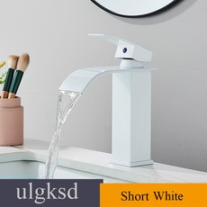 욕실 대야 싱크대 수도꼭지 싱글 핸들 믹서 탭 온수 및 냉수 데크 장착 크레인, [57]White-S
