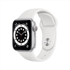 Apple 애플워치 6, 실버 알루미늄 케이스, 화이트 스포츠 밴드, 40mm, GPS