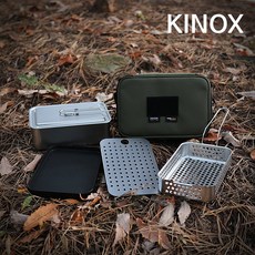 키녹스 캠핑 반합 패키지 세트 라면팬 찜판 튀김바스켓 미니불판 가방 포함 카키 발열용기, 반합패키지(카키), 1개