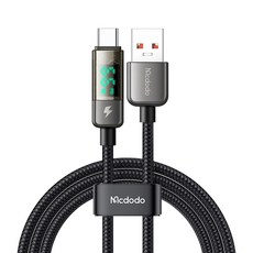 맥도도 아이스 디스플레이 자동전류차단 USB-A to C타입 고속충전 케이블, 블랙, 1.8M, 1개