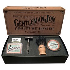 Gentleman Jon Complete Wet Shave Kit | Includes 6 Items: One Safety Razor One Badger Hair Brush On, 단일상품