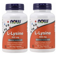 NOW LLysine Monohydrochloride 2팩 500mg 100정 라이신 입술포진 아르기닌 리신 헤르페스 대상포진 구내염약 구내염 입안상처 면연력높이는약 헤르페스예방 헤르페스영양제