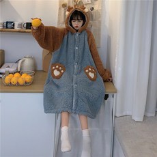 곰돌이후드가운 극세사잠옷 수면잠옷 파자마 후리스 겨울 파자마 홈웨어 이지웨어