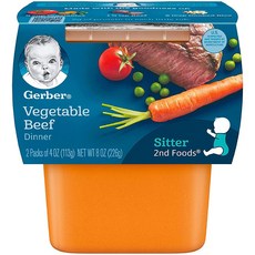Gerber 거버 2단계 아기 이유식 야채 소고기 퓨레 113g 8팩, 야채+토마토+소고기 혼합맛