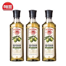 [해표] 압착 올리브유 500ml, 3개