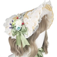 달콤한 빨대 캡 리본 Bownot 헤어 밴드 머리 장식 Lolita Maid Gothic Headwear, 녹색, 1개