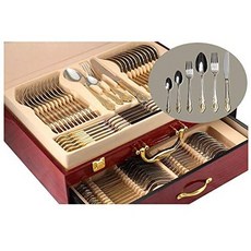 J.S. Dining Collection Venezia Collection Gold Flatware Serving Set for 12 75-Pc Luxury Dining Sil, One Color, 상세 설명 참조0