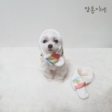 양홍이네 색동목도리 반려견 의류 겨울 넥워머 머플러 보아털, 색동, M