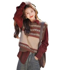 니트 조끼 가을 겨울 레이어드 양모 베스트 민소매
