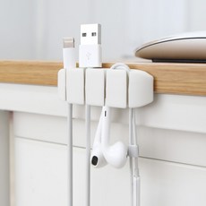 PM USB 스마트폰 전선정리 간편부착 4단 케이블 클립홀더 랜덤발송, 1개