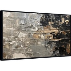 검은 석고 벽 예술 질감의 흑백 그림 큰 장식 펴지지 않음 프레임 없음 24x48, Style-J, 32L" x 16W", 1개