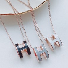 일루아샵 [써지컬스틸] 모어 볼륨 H 목걸이 (3color)