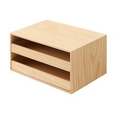 무인양품 MUJI 목제 수납 트레이 2단 서랍 NCD77A1S, 약W25.2×D17×H12.6cm, 1개