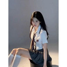 여자 여름 코스프레 교복 셔츠 스커트 세트 할로윈 놀이동산 스쿨룩 의상