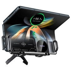 Mankiw맨큐 차량용 고속 무선충전기 갤럭시 Z플립 폴드폰 호환 송풍구형 거치대, 블랙 블랙