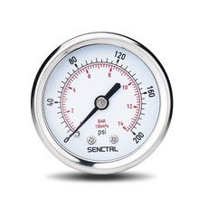 압력게이지 진공 오일 유압 015 Psi 저압 게이지 2 다이얼 크기 14 Npt 하부 마운트 방수 스테인리스 스틸 케이스 수성 ATV 타이어 가스 압력 테스트용, Back Mount, 1개