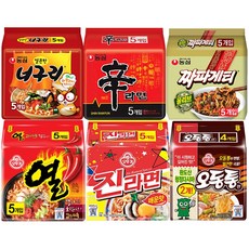 농심 신라면5개+너구리5개+짜파게티5개+오뚜기 진라면매운맛5개+열라면5개+오동통면4개, 1세트