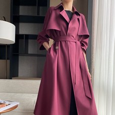 가을 우아한 드레이프 여성 벨티드 트렌치 코트