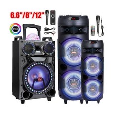 Unbranded 5000W 휴대용 블루투스 스피커 듀얼 서브우퍼 중저음 LED 시스템 +마이크 Subwoofer Speaker, Dual 12
