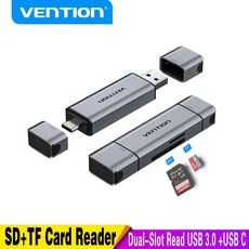 Vention SD 카드 리더기 USB 타입 C마이크로 SD TF 카드 어댑터 노트북 액세서리 전화 스마트 메모리 USB 30 SD 카드 어댑터, 4)Alu Alloy Dual Slot, 1개