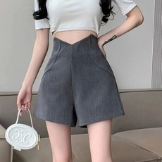 여성 여름 반바지 하이웨스트 지퍼 장식 루즈핏