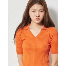 에잇세컨즈 오렌지 리브 스캘럽 칼라 풀오버 니트 (350851IQ18)