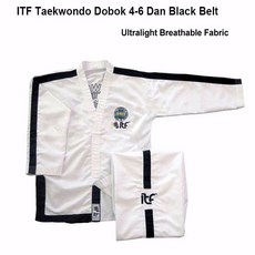 ITF 태권도 1 6 단 초경량 통기성 흰색 태권도 제복 긴 소매 휘트니스 훈련 Dobok With Embroidery gi|기타 피트니스 & 보디빌딩 제품|, 1개, White 1-3Dan