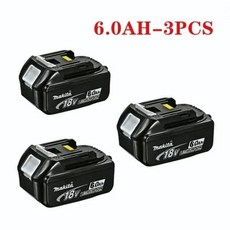 마키타 오리지널 리튬 이온 충전식 배터리 18V 6000mAh 18v 드릴 교체 배터리 BL1860 BL1830 BL1850 BL1860, 03 6.0AH-3PCS