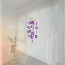 천연 조개 풍경 도어벨 작은 소라 드림캐쳐 모빌 현관벨 침실 선물 집들이, 15. 보라색 조개 풍경