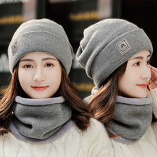 BAINUHUI 털실 모자 여자 겨울 보온 가을 화이트 벨벳 자전거 니 트 한국 판 목도리 식 2020 [연 회색] 스 프 리 사이즈 [모 자]