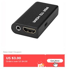 PS2 to HDMI 오디오 비디오 어댑터 컨버터 HD TV 및 모니터 용 3.5mm 오디오 출력 오디오 출력은 모든 PS2 디스플레이 모드를 지원합니다|컴퓨터 케이블 & 커넥, 7cm, CHINA, 1개