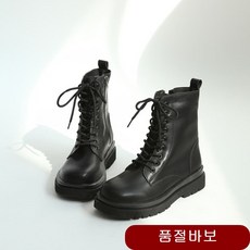 신발 여성 둥근코 레이스업 워커부츠 앵클 트렌드 털슬리퍼 블랙 250