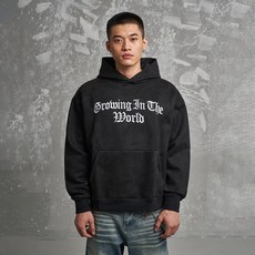 MT99 아메리칸 고딕 로고 자수 후드 포켓 후드 봄 루즈핏 헤비 후드 점퍼 트렌디