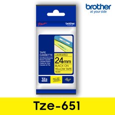 브라더 브라더정품 Tze-651_노랑/검정_24mm 라벨테이프, 1개