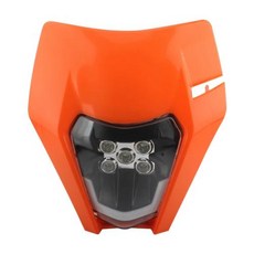 KTM 헤드라이트 플레이트 오토바이 LED EXC 300 XC SX 125 250 350 450 라운드 윅 헤드램프 디트 바이크 슈퍼모터 엔듀로 액세서리, 주황색, 1개