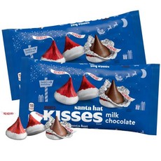 Sweetzo 초콜릿 산타 모자 키스 개별 포장 우유 사탕 스타킹 스터퍼 및 홀리데이 파티 간식 7.8온스 (2팩), 2개