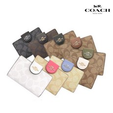 코치 미디움 코너 지퍼 시그니처 반지갑 0082 Medium Corner Zip Wallet