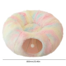 라운드 고양이 침대 하우스 재미있는 터널 부드럽고 긴 봉제 애완, 1개, 3.Multicolor B