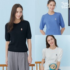 [테디베어] TEDDY BEAR 24SS 여성 케이블 반팔니트 3종