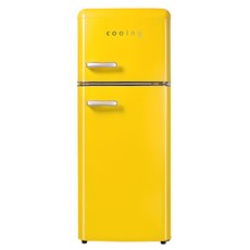 쿠잉전자 레트로 115L 2도어 냉장고 방문설치, REF-D121Y 옐로우, REF-D121Y