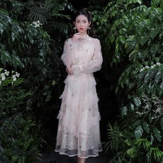 싱 Yaoyu 봄 2021 새로운 여성 드레스 기질 복고풍 요정 스커트 거즈 스커트 센 스토킹 오렌지 첫사랑 스커트