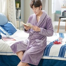남성 샤워가운 겨울 커플 파자마 심플 무지 롱 훔웨어 가운 잠옷 목욕 가운 빅사이즈