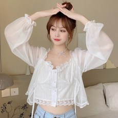 얇은 시스루 가디건 휴가 해외 여행 여성용 여름