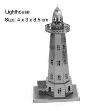 3D 메탈 입체퍼즐 화이트 하우스 버즈 칼리파 타워 브리지 런던 도쿄 타워 어린이 장난감 교육용 3D 금속, 23 Lighthouse