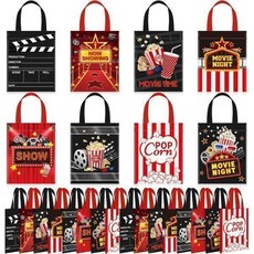 포토텍 32Pcs 영화 나이트 파티 페이버백 영화관 페이버릿 간식 가방 테마 비직조 캔디 구디 선물 베이비 샤워 생일 장식 용품을 선보입니다, 포토텍 32Pcs 영화 나이트 파티 페이버백 영화관 페, 1개