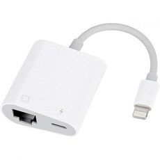 lPhone용 RJ45 이더넷 어댑터 애플 MFi 지원 10/100Mbps iOS 15 충전 포트, White, 1개