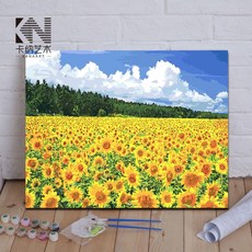 해바라기 유화 그리기 색칠하기 세트 피포 페인팅 그림 대형 모네 따라 DIY, 60x75